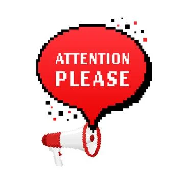 Template with attention please megaphone on white background for flyer design Stock Illustration