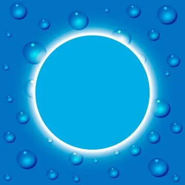 Template banner on blue background with water drops. Vector Stock Illustration
