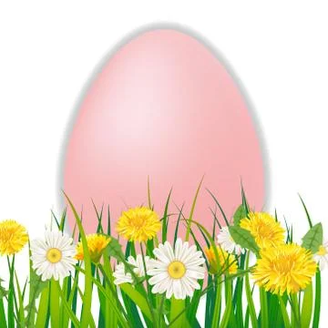 Template banner Easter egg bouquet with flowers bouquet dandelions and daisie Illustrazione stock