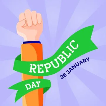 Template banner square with hands clenched and ribbon Stock Illustration