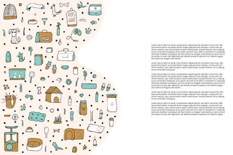 Template of banners with pet shop elements. Set of vector domestics animal ca Stock Illustration