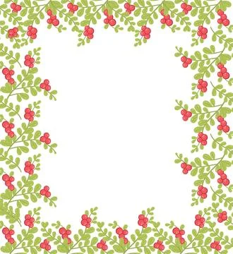 Template with berries, square vector background. Decorative frame with bran.. Stock Illustration