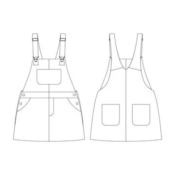 Template bib overall skirt vector illustration flat design outline clothing.. Stock Illustration