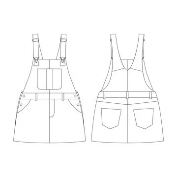 Template bib overall skirt vector illustration flat design outline clothing.. Stock Illustration