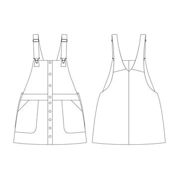 Template bib overall skirt vector illustration flat design outline clothing.. Stock Illustration