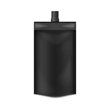 Template of black doypack with screw spout lid 3d vector illustration isolate Stock Illustration