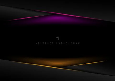 Template black geometric triangle overlapping layer header with pink, yellow Stock Illustration
