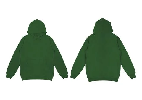 Template blank flat dark green hoodie. Hoodie sweatshirt with long sleeve f.. Foto stock