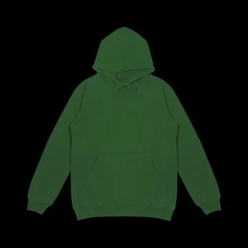 Template blank flat dark green hoodie. Hoodie sweatshirt with long sleeve f.. Foto stock