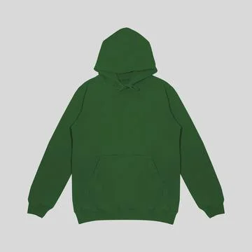 Template blank flat dark green hoodie. Hoodie sweatshirt with long sleeve f.. Stock Photos