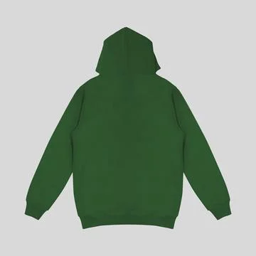 Template blank flat dark green hoodie. Hoodie sweatshirt with long sleeve f.. Stock Photos