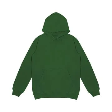 Template blank flat dark green hoodie. Hoodie sweatshirt with long sleeve f.. Stock Photos