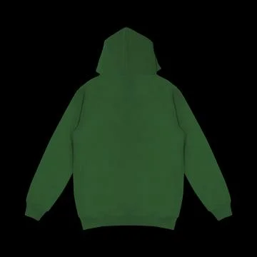 Template blank flat dark green hoodie. Hoodie sweatshirt with long sleeve f.. Stock Photos