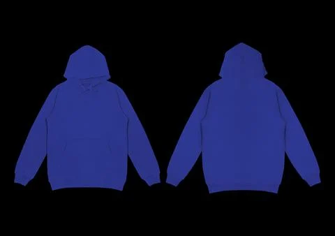 Template blank flat dark navy blue hoodie. Hoodie sweatshirt with long slee.. Foto stock