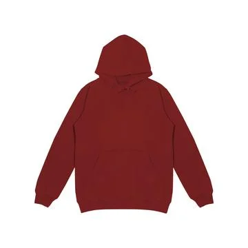 Template blank flat maroon red hoodie. Hoodie sweatshirt with long sleeve f.. Stock Photos