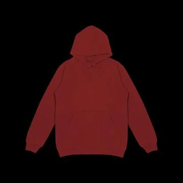 Template blank flat maroon red hoodie. Hoodie sweatshirt with long sleeve f.. Stock Photos