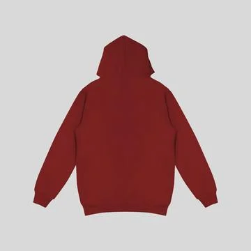 Template blank flat maroon red hoodie. Hoodie sweatshirt with long sleeve f.. Stock Photos