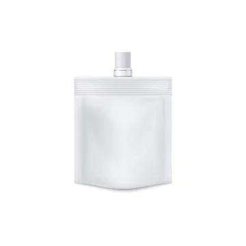 Template of blank white doypack with cap realistic vector illustration isolat Stock Illustration