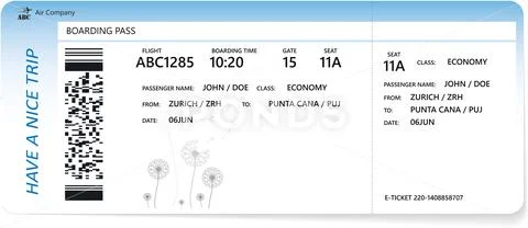 Template of blue boarding pass Stock Illustration