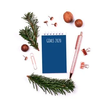 Template with the blue ring-bound notebook. Foto stock