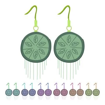 Template boho earrings vector cartoon graphic Stock Illustration