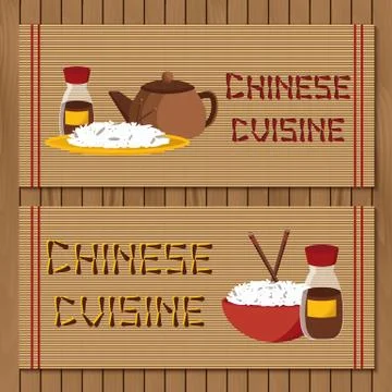 Template for booklet, menu or flyer with objects on chinese cuisine theme Stock Illustration