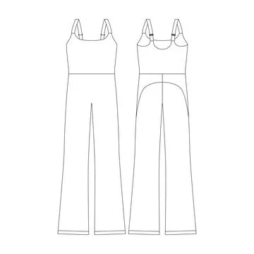 Template bootcut jumpsuit vector illustration flat design outline clothing .. Stock Illustration