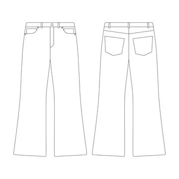 Template bootcut pants vector illustration flat design outline clothing col.. Stock Illustration