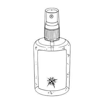 Template bottle spray antiseptic hands. Personal hygiene product. Sanitizer d Illustrazione stock