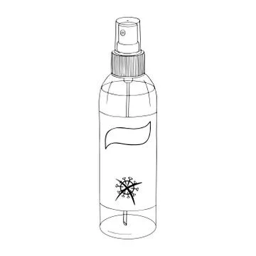 Template bottle spray antiseptic hands. Personal hygiene product. Sanitizer d Stock Illustration