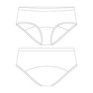 Template boyshort bikini underwear vector illustration flat design outline .. Illustrazione stock
