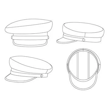 Template breton hat vector illustration flat sketch design outline Stock Illustration