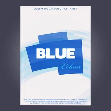 Template of brochure cover with blue shape. Vector graphic layout Stock Illustration