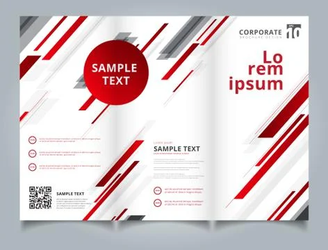 Template brochure layout design abstract technology geometric red color shiny Stock Illustration