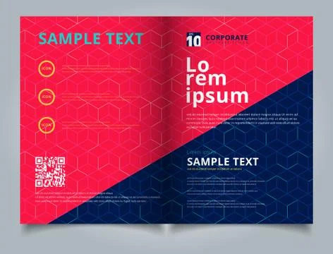 Template brochure layout design abstract cube pattern on dark blue background Ilustración de archivo