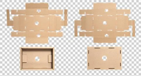 Template of brown paper box packaging on a white background. Stock Photos