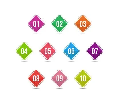 Template of bullet number set from one to ten Stock Illustration