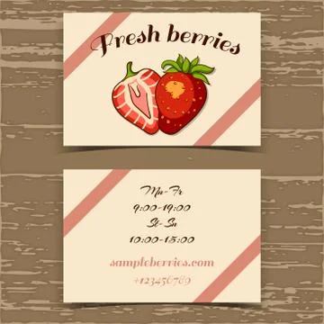 Template Business Card Strawberry Stock Illustration