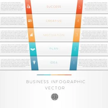 Template of business infographic numbered five position Stock Illustration