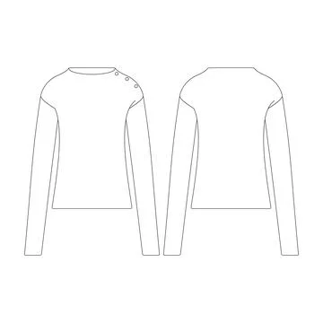 Template button shoulder silk knit top vector illustration flat design outl.. Stock Illustration