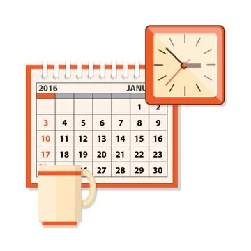 Template of the calendar with clock Stock Illustration