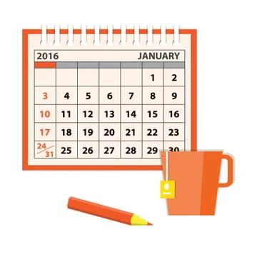 Template of the calendar with cup Stock Illustration