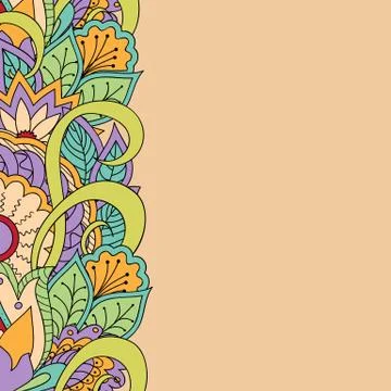 Template for card with floral frame Stock Illustration