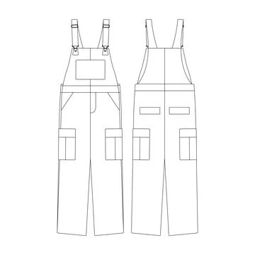Template cargo bib overall vector illustration flat design outline clothing.. Stock Illustration