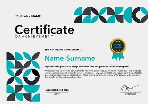 Template certificate blue and grey color with abstract design Stock-Illustration