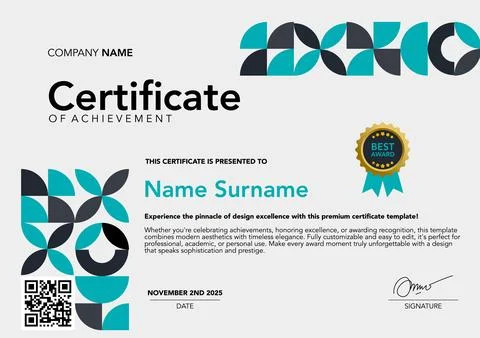 Template certificate blue and grey color with abstract design Illustrazione stock