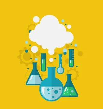 Template of chemical experiment showing various tests being conducted in labo Stock Illustration