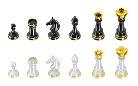 Template of chess pieces. Perspective view Stock Illustration