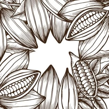 Template with cocoa beans Illustrazione stock