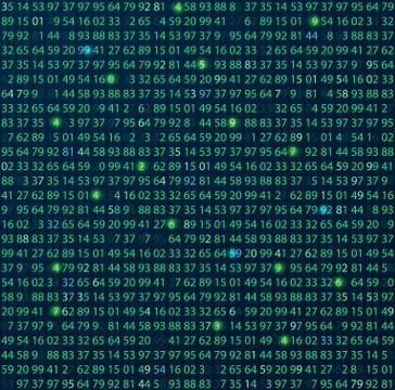 Template coding and programming theme. Green - cyan numbers rows. Vector tiled Stockillustratie